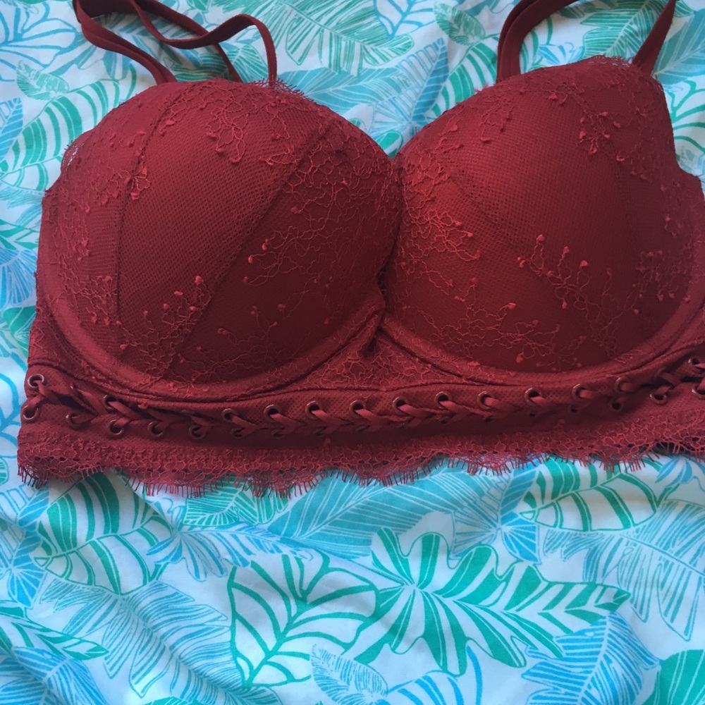 Victoria’s Secret red laced in the front bra